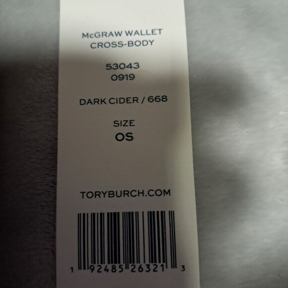 TORY BURCH MCGRAW WALLET CROSSBODY IN DARK CIDER LEATHER RETAIL $298 - Picture 5 of 6